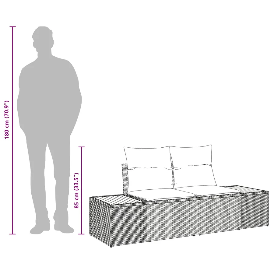 Canapé de jardin Gris 184 x 62 x 85cm polyrotin - 11