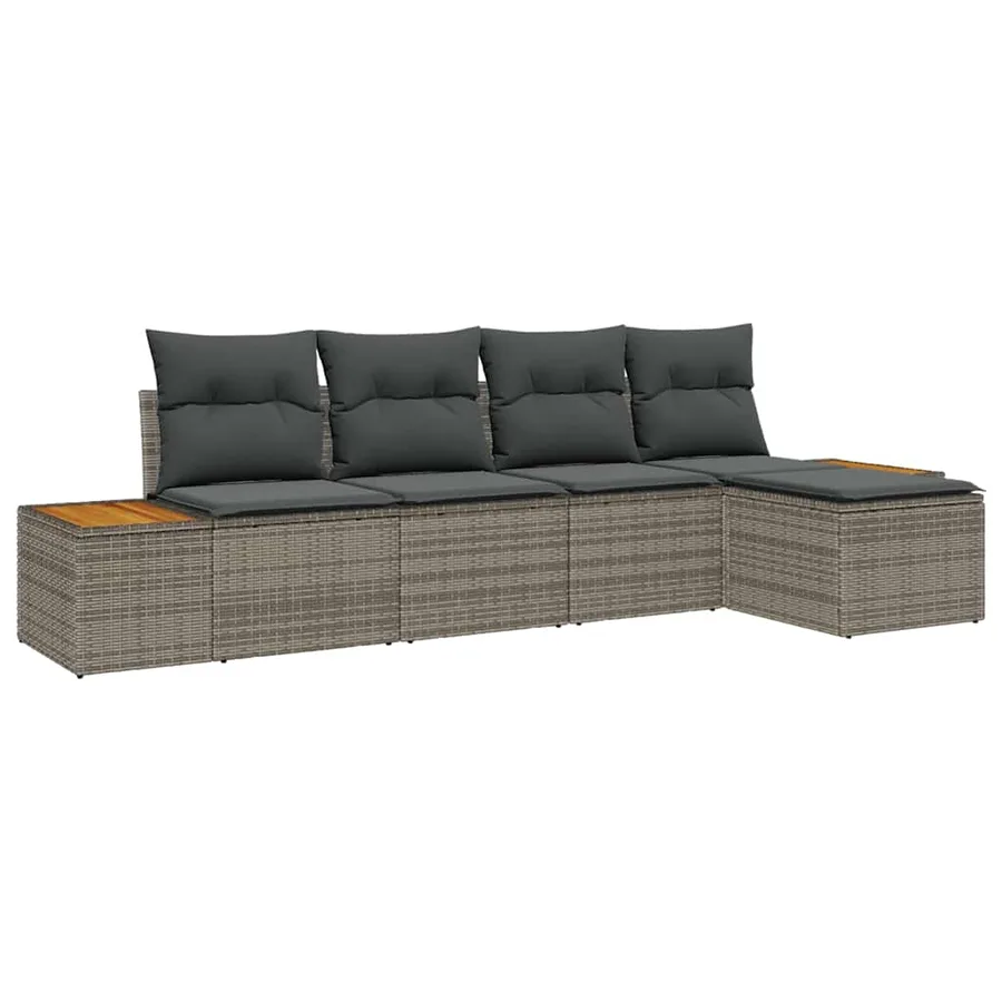 Ensemble de canapé de jardin avec coussin 6 pcs Gris Polyrotin - 2