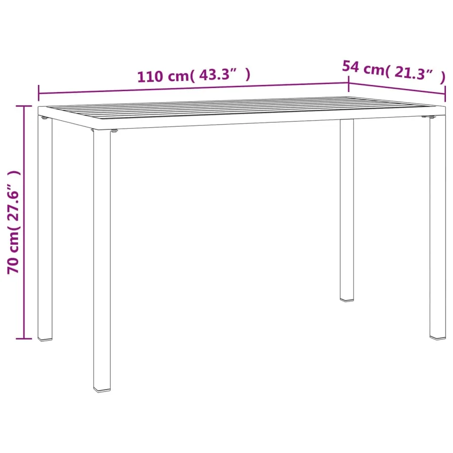 Table à manger de jardin anthracite 110x54x70 cm acier - 7