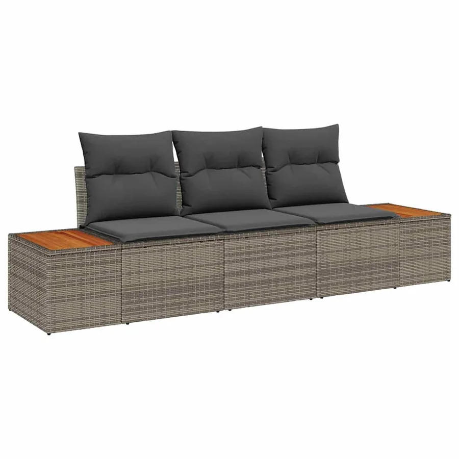 Ensemble de canapé de jardin 3 pcs Gris Poly rotin - 2