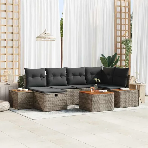 Ensemble de canapé de jardin 7 pcs Gris 55 x 62 x 69 cm