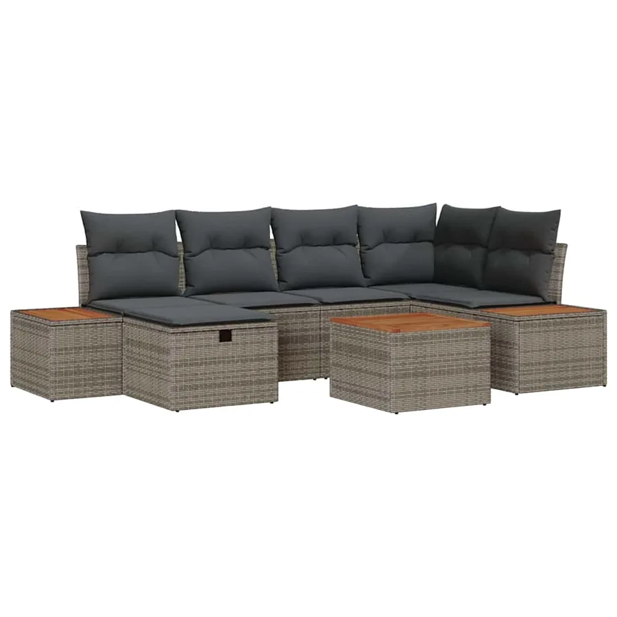 Ensemble de canapé de jardin 7 pcs Gris 55 x 62 x 69 cm - 2