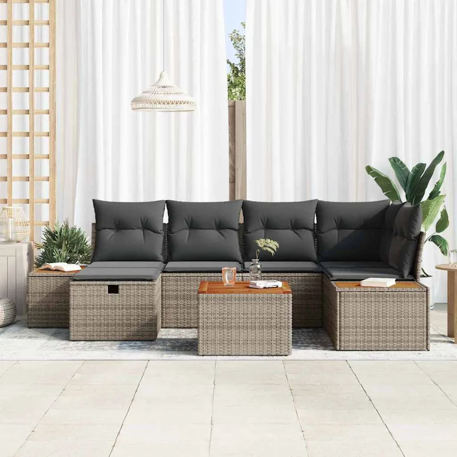 Ensemble de canapé de jardin 7 pcs Gris 55 x 62 x 69 cm - 3
