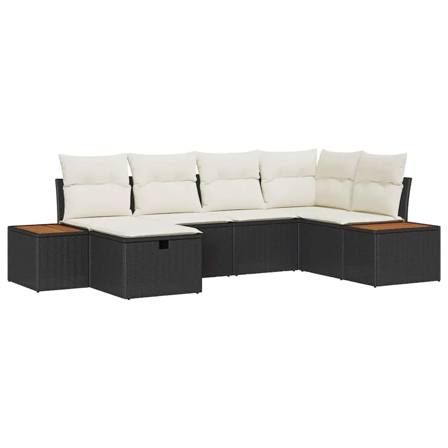 Ensemble de canapé de jardin avec coussin Noir polyrotin - 2