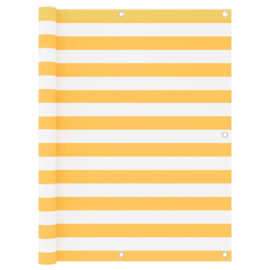 Écran de balcon Blanc et jaune 120x300 cm Tissu Oxford