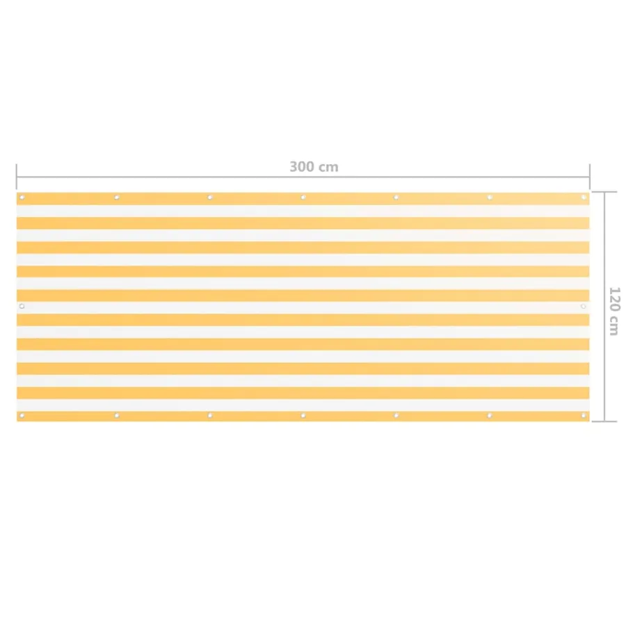 Écran de balcon Blanc et jaune 120x300 cm Tissu Oxford - 5