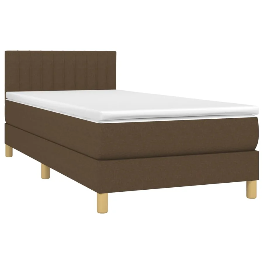 Sommier à lattes de lit et matelas et LED Marron foncé 90x200cm - 4