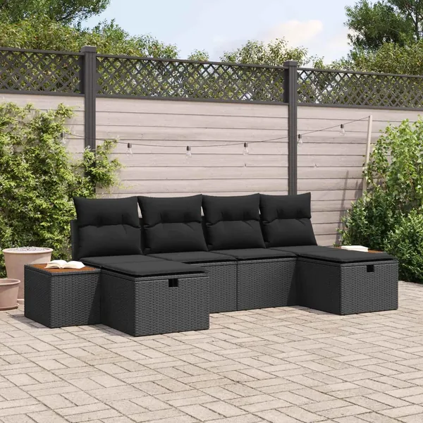 Ensemble de canapé de jardin 6 pcs Noir 55 x 62 x 69 cm