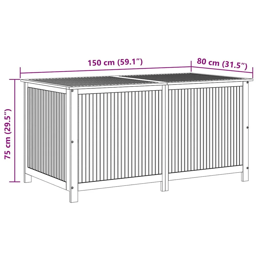 Boîte de rangement de jardin 150x80x75 cm Bois d'acacia solide - 12