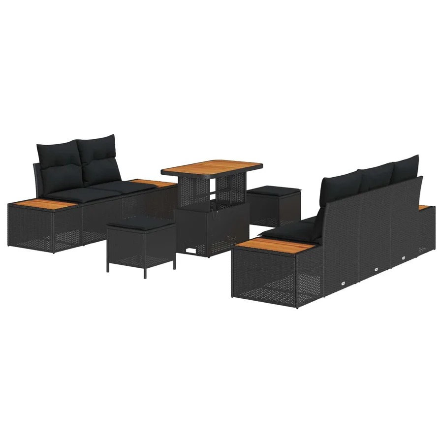 Ensemble de canapé de jardin avec coussin 8 pcs Noir - 2