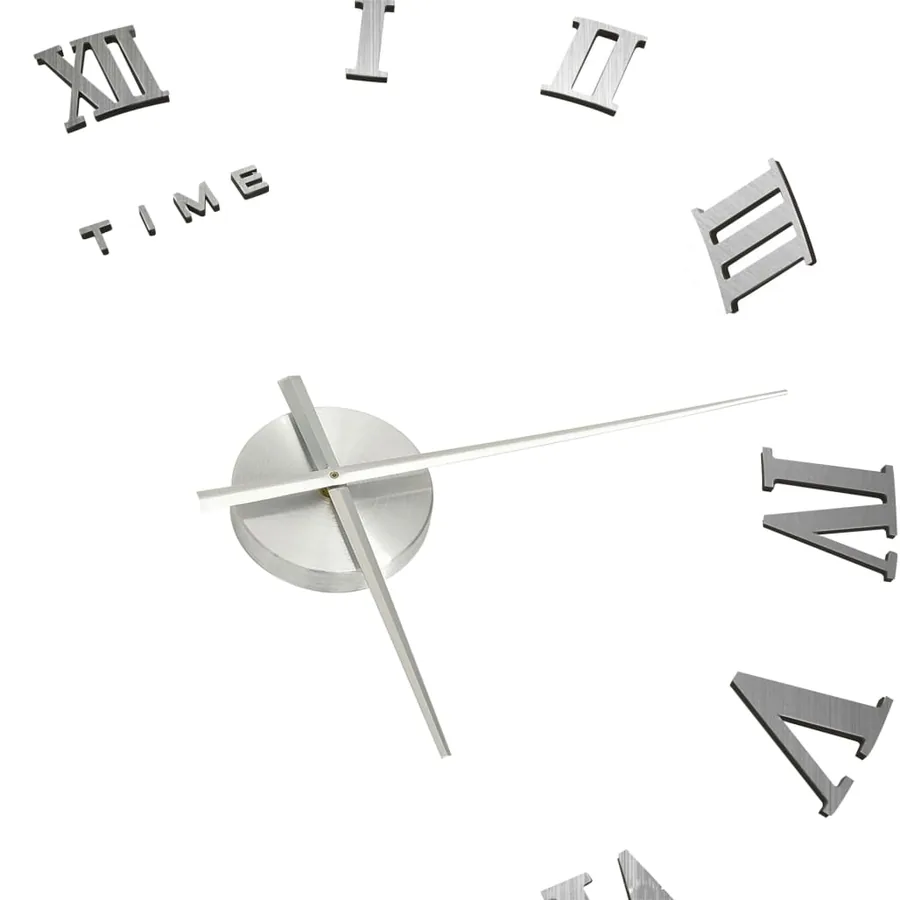 Horloge murale 3D Design moderne Argenté 100 cm XXL - 4