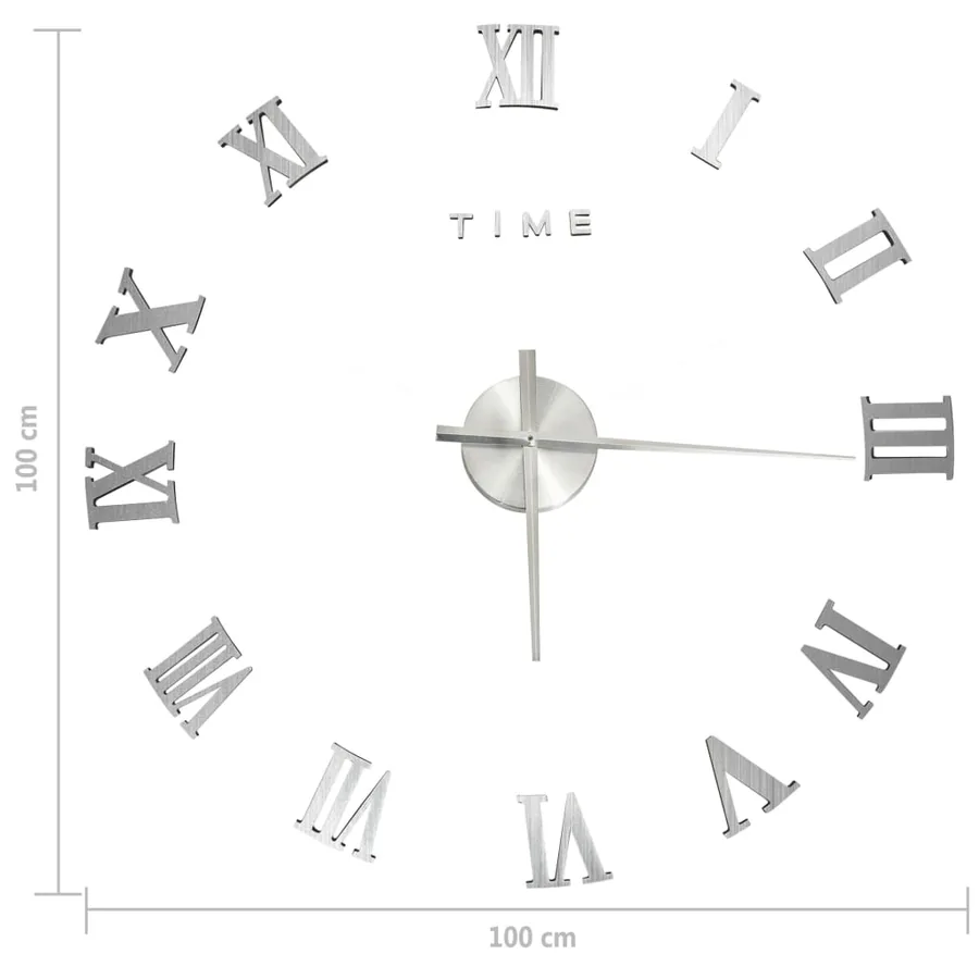 Horloge murale 3D Design moderne Argenté 100 cm XXL - 5