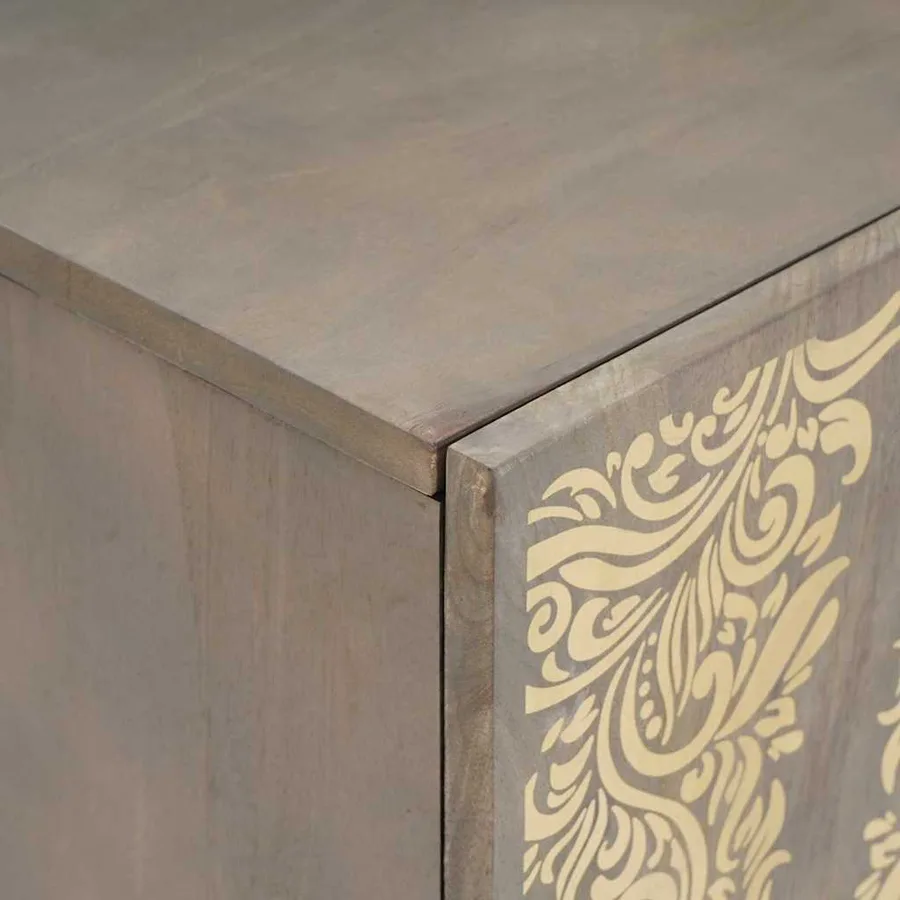 Meuble TV Gris 105 x 33 x 46 cm Bois de mangue massif - 6