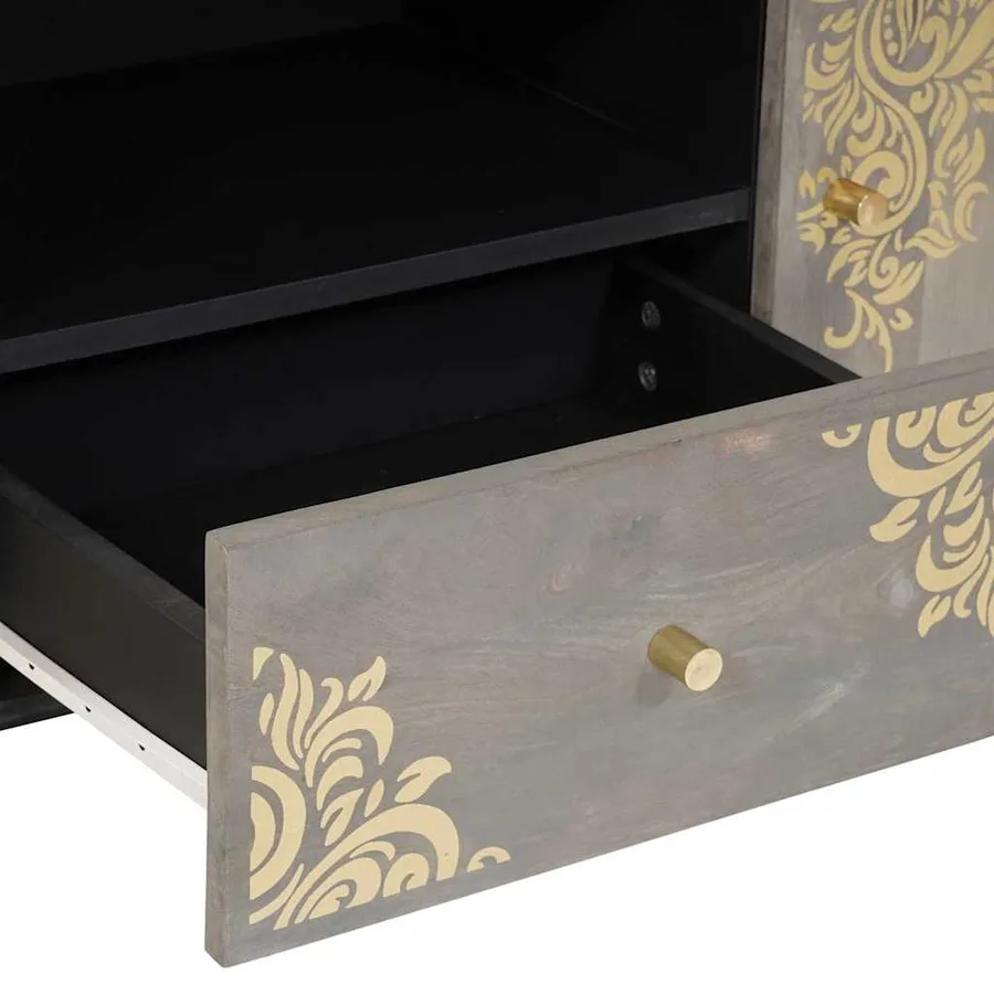 Meuble TV Gris 105 x 33 x 46 cm Bois de mangue massif - 7