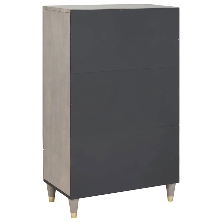 Haut Armoire Gris et Or 60 x 33 x 100 cm Bois de mangue massif - 6