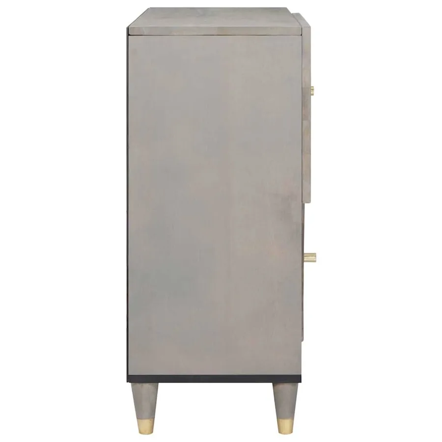 Buffet Gris et or 80 x 33 x 75 cm Bois de mangue massif - 4