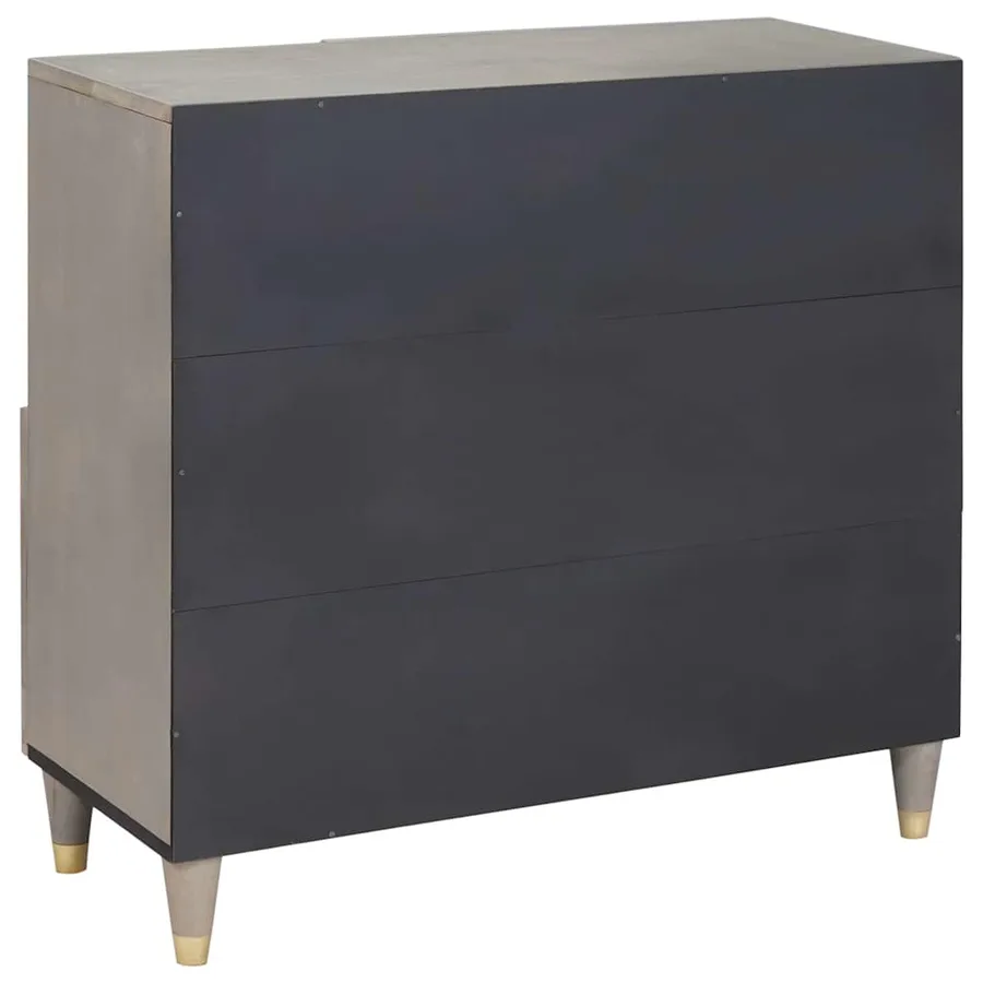 Buffet Gris et or 80 x 33 x 75 cm Bois de mangue massif - 5