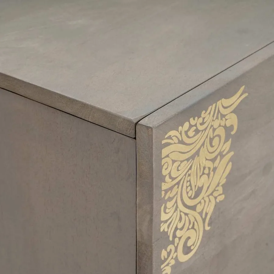 Buffet Gris et or 80 x 33 x 75 cm Bois de mangue massif - 6