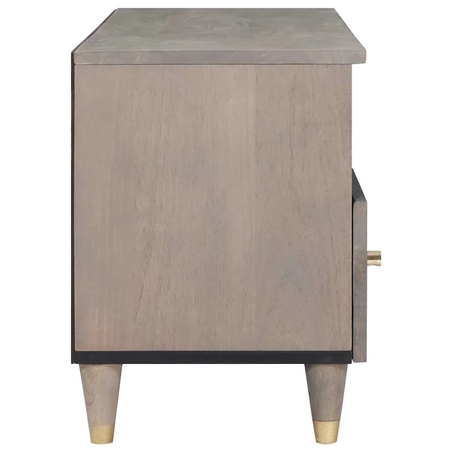 Meuble TV Gris 100 x 33 x 46 cm Bois de mangue massif - 4