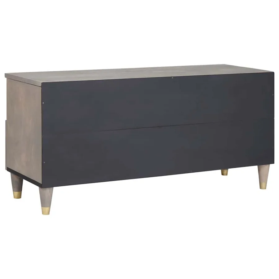 Meuble TV Gris 100 x 33 x 46 cm Bois de mangue massif - 5