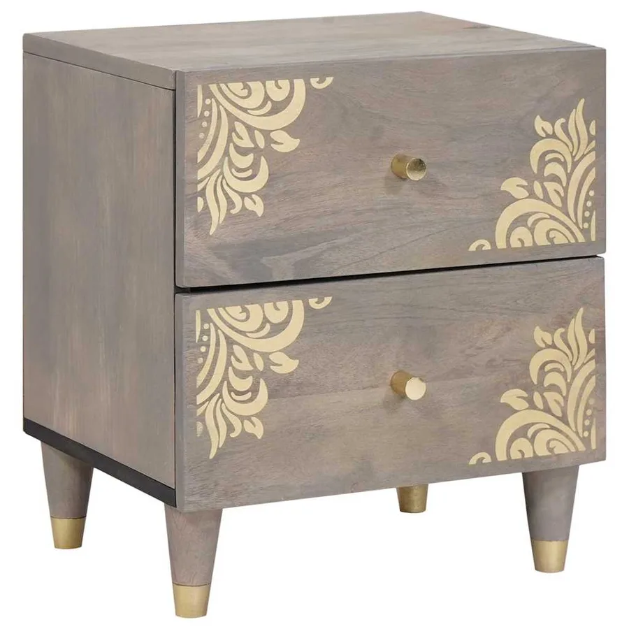 Cabinet de chevet avec tiroir 2 pcs Gris 40 x 33 x 46 cm - 2
