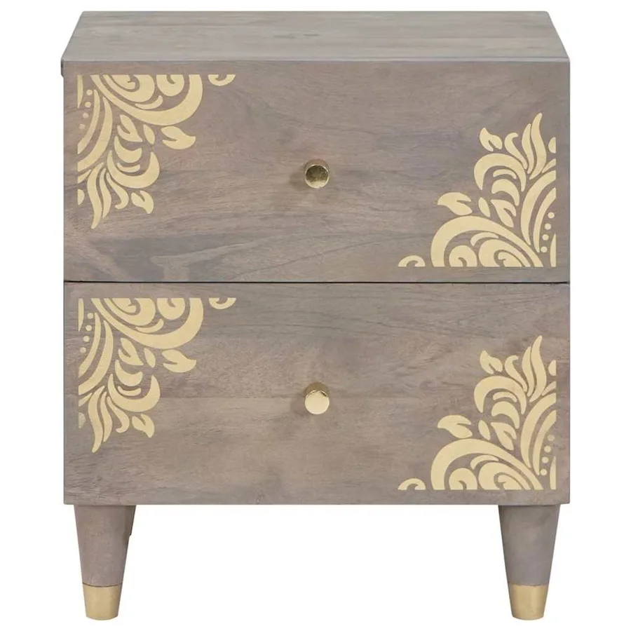 Cabinet de chevet avec tiroir 2 pcs Gris 40 x 33 x 46 cm - 4
