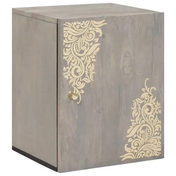 Meuble mural Gris 38 x 33 x 48 cm Bois de mangue massif