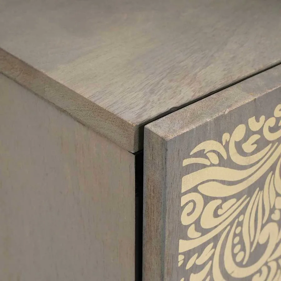 Meuble mural Gris 38 x 33 x 48 cm Bois de mangue massif - 6