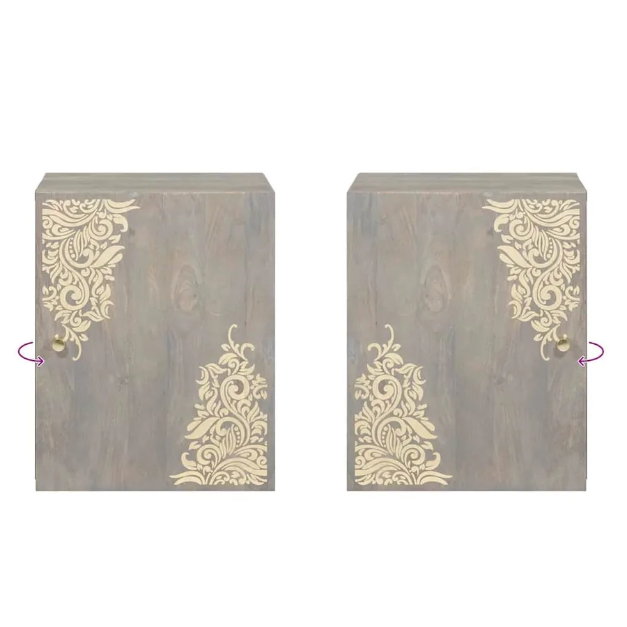 Meuble mural Gris 38 x 33 x 48 cm Bois de mangue massif - 9