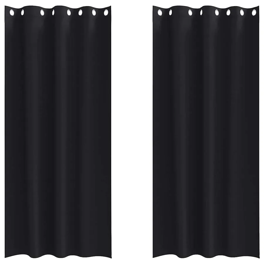 Rideaux occultants avec anneaux 2 pcs Noir 260 x 140 cm - 2