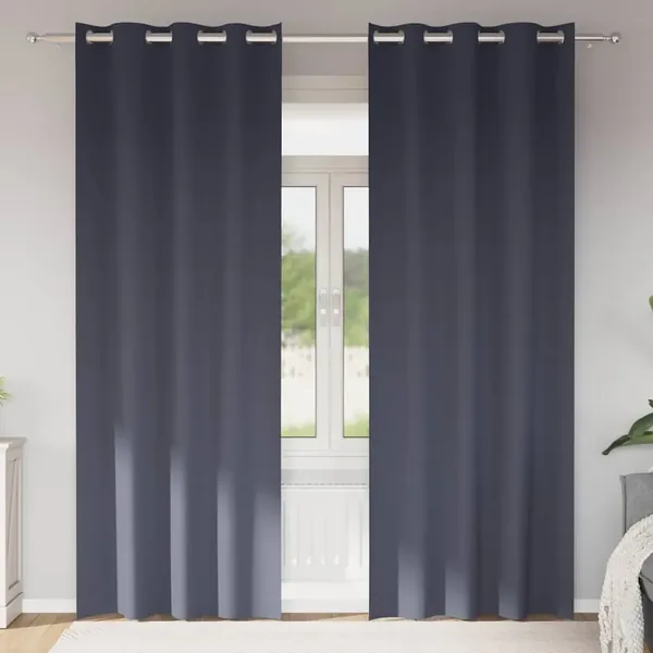 Rideaux occultants avec anneaux 2 pcs Anthracite 245 x 140 cm