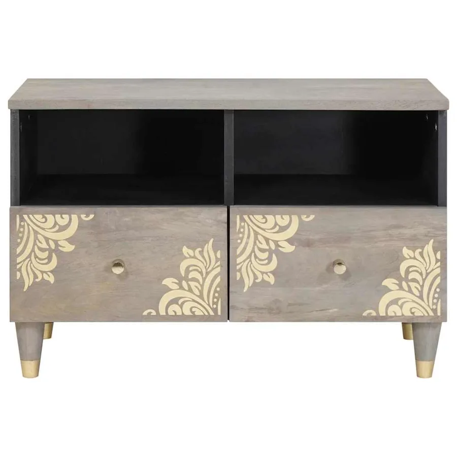Meuble TV Gris 70 x 33 x 46 cm Bois de mangue massif - 3