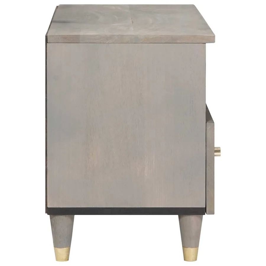 Meuble TV Gris 70 x 33 x 46 cm Bois de mangue massif - 4