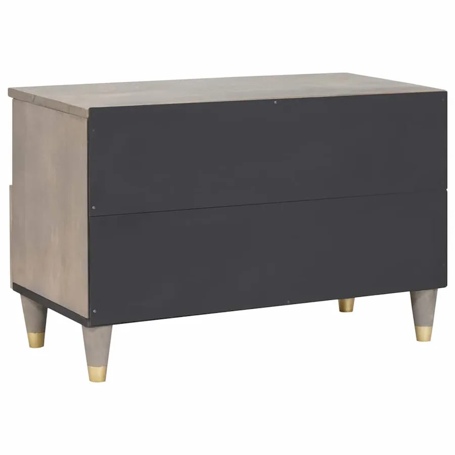 Meuble TV Gris 70 x 33 x 46 cm Bois de mangue massif - 5