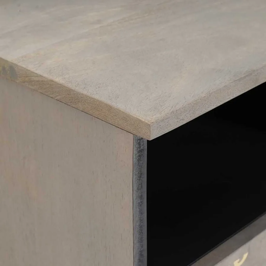 Meuble TV Gris 70 x 33 x 46 cm Bois de mangue massif - 6