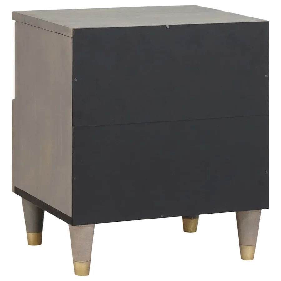 Cabinet de chevet Gris 40 x 33 x 46 cm Bois de mangue massif - 5