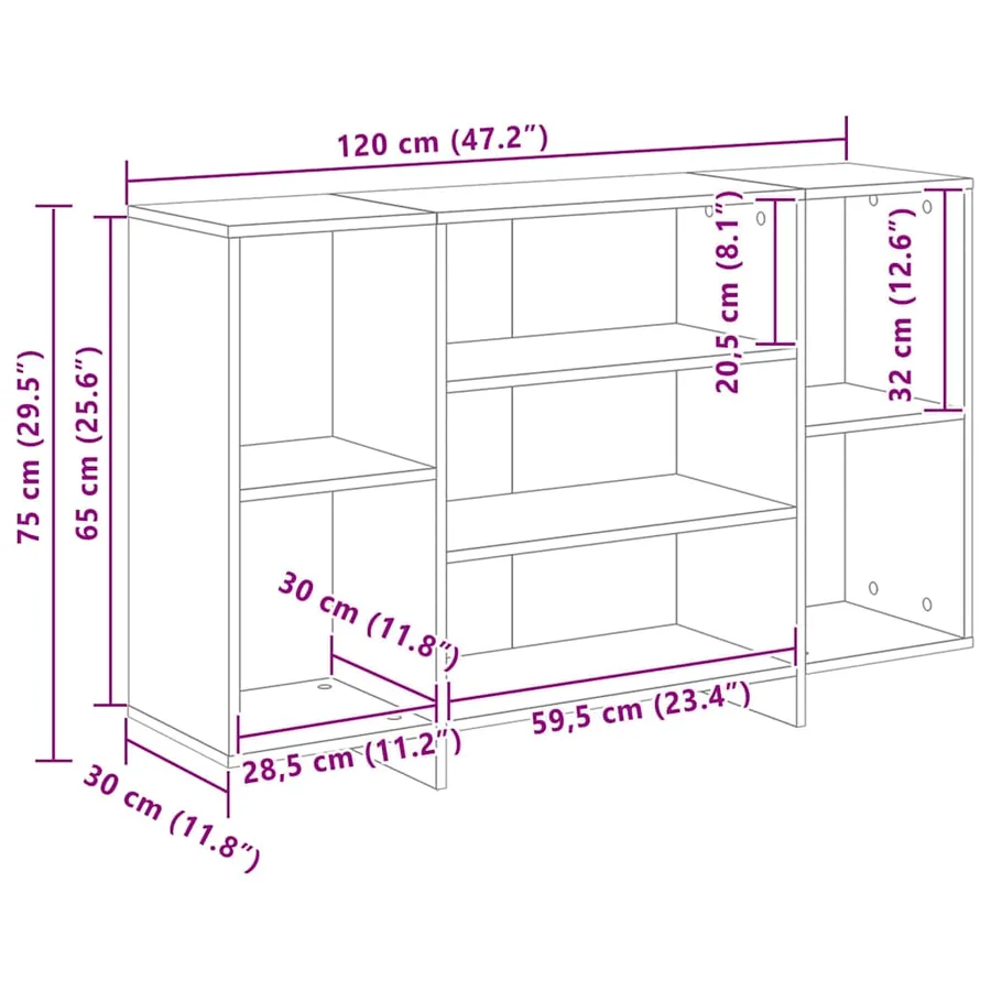Buffet Chêne noir 120 x 30 x 75 cm Bois d'ingénierie - 8