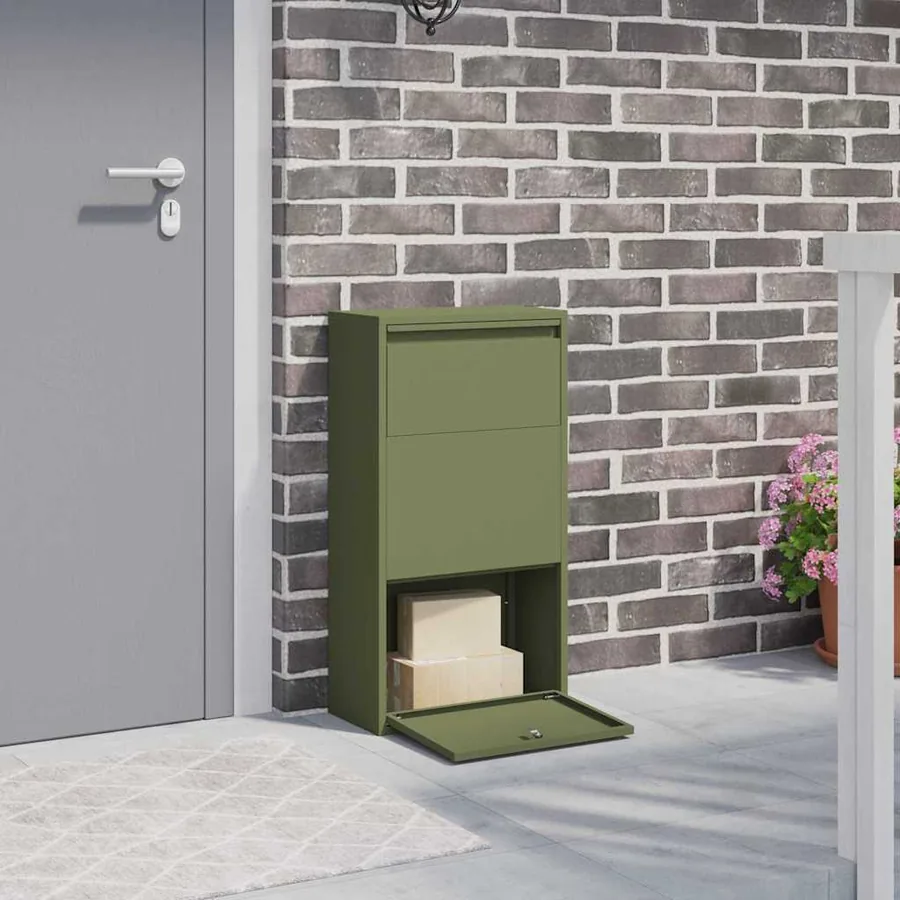 Boîte de dépôt de colis Vert olive 44 x 22 x 82 cm Acier