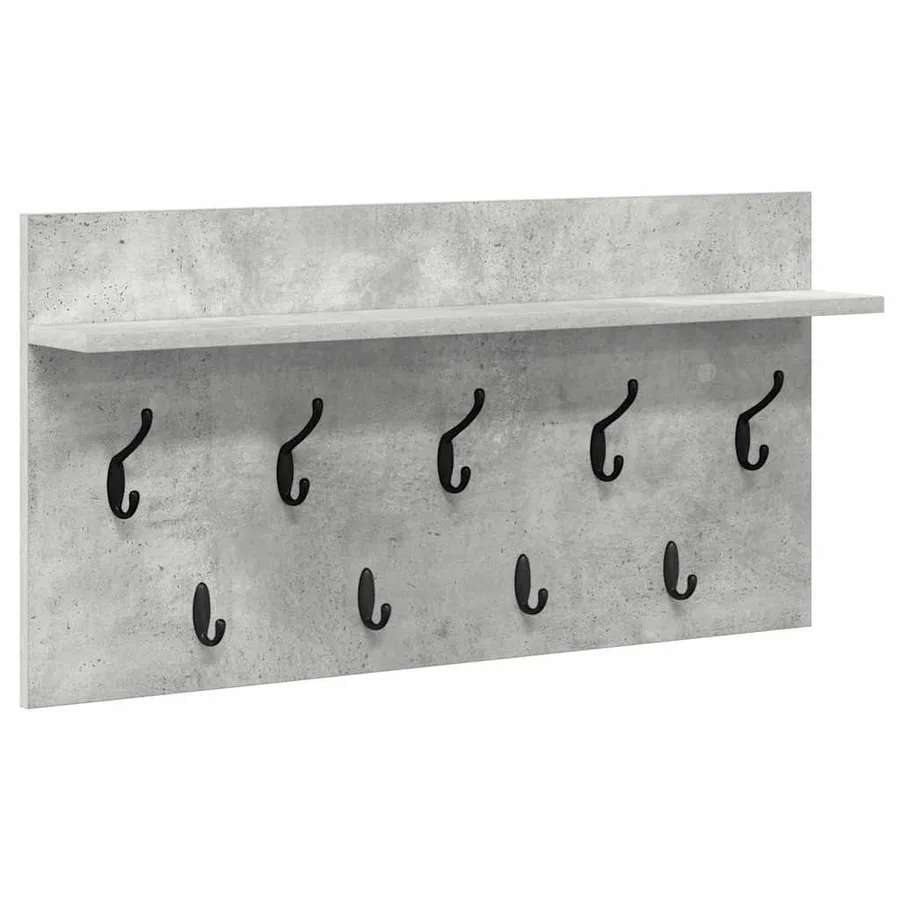 Porte-manteau mural avec étagère Gris béton 80 x 40 x 12 cm - 2