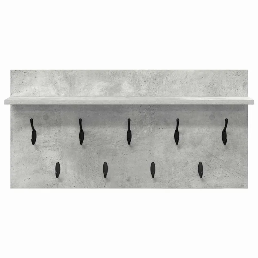 Porte-manteau mural avec étagère Gris béton 80 x 40 x 12 cm - 5