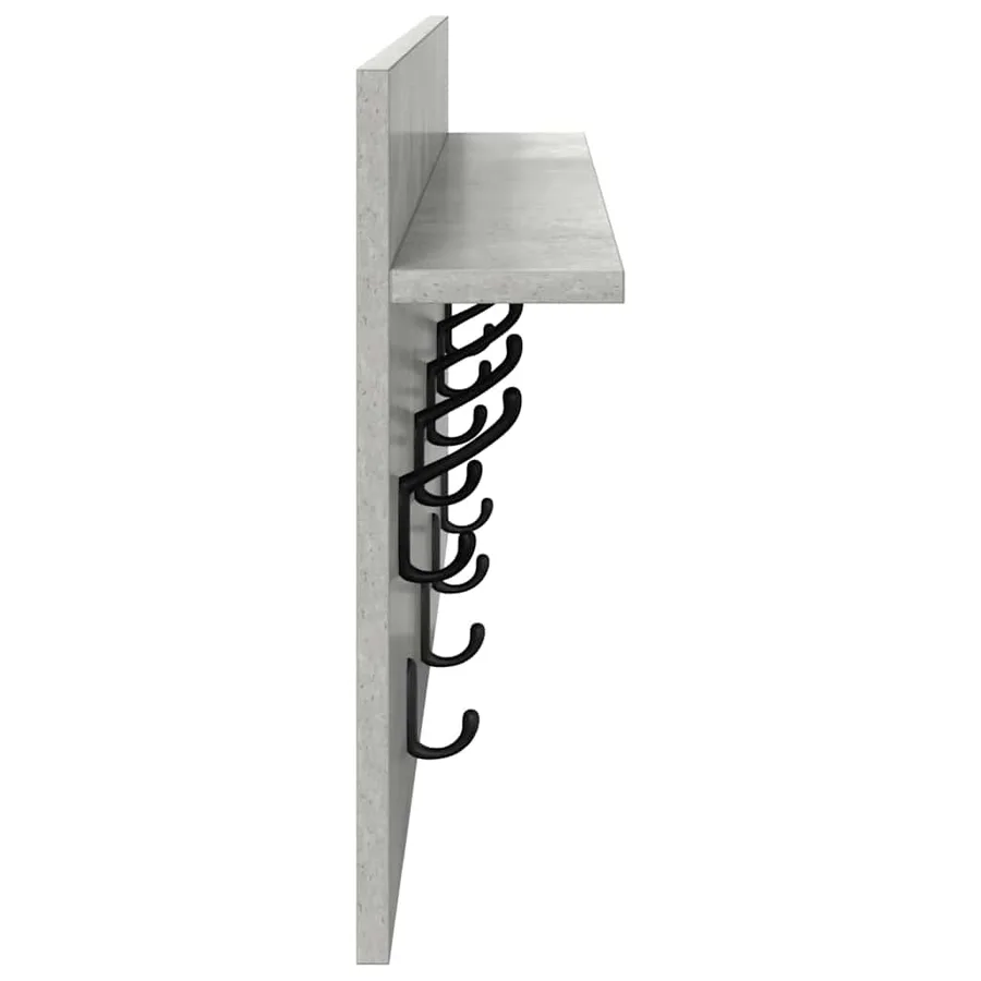 Porte-manteau mural avec étagère Gris béton 80 x 40 x 12 cm - 6