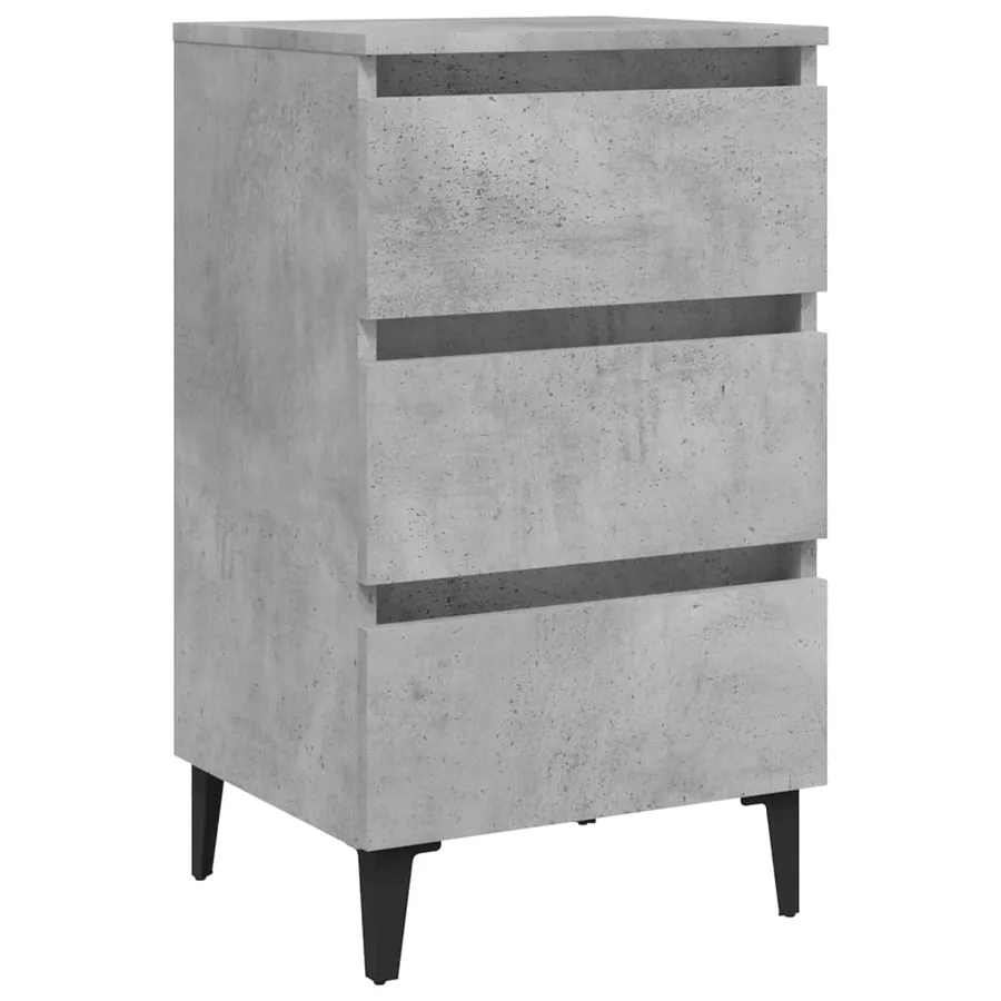 Table de chevet avec pieds en métal gris béton 40x35x69 cm - 2