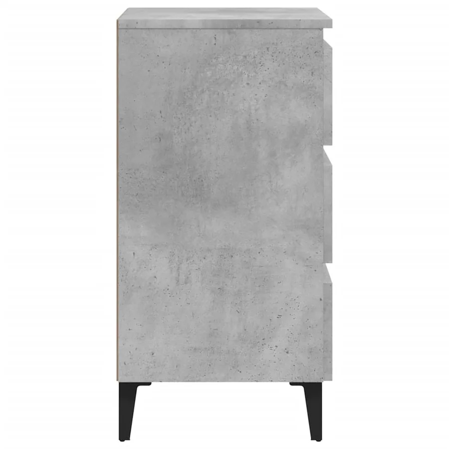 Table de chevet avec pieds en métal gris béton 40x35x69 cm - 7