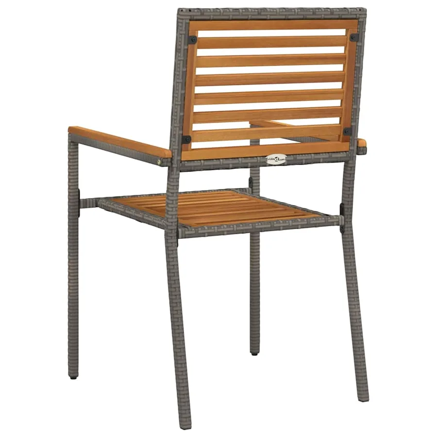 Chaises empilables de jardin 4 pcs Marron et gris - 7
