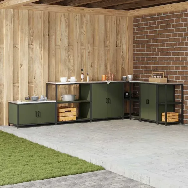 Rangement de cuisine HATTEM Vert olive 90 x 50 x 92 cm Acier