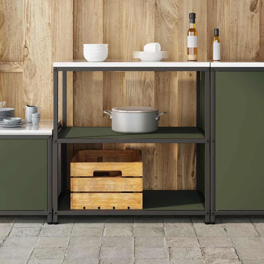 Rangement de cuisine HATTEM Vert olive 90 x 50 x 92 cm Acier - 4