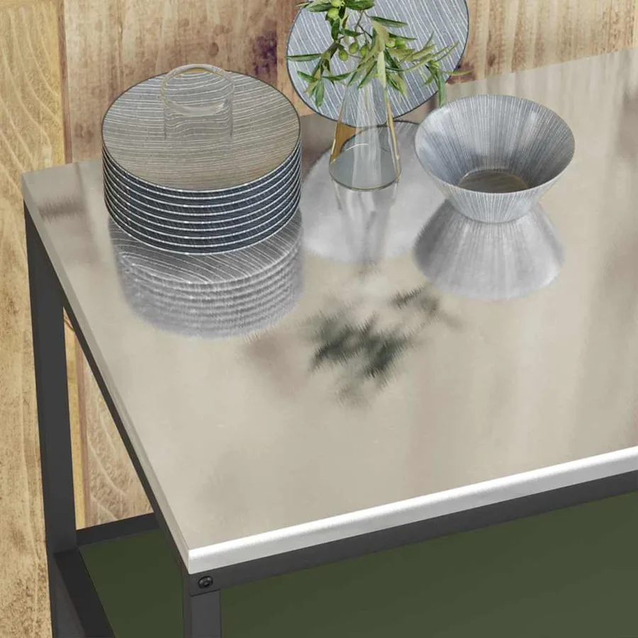 Rangement de cuisine HATTEM Vert olive 90 x 50 x 92 cm Acier - 5