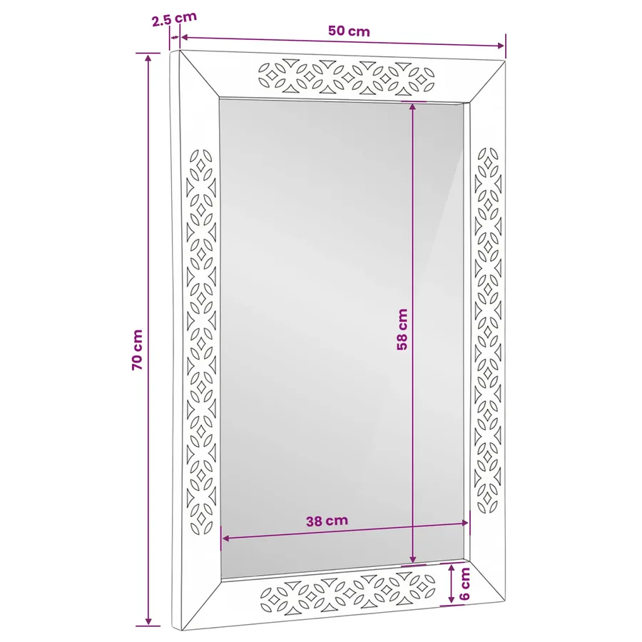 miroir mural 70 x 50 cm Bois d'ingénierie et verre - 8