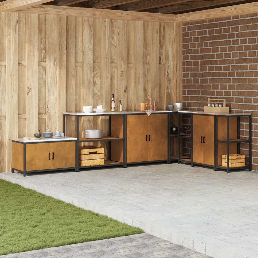 Rangement de cuisine HATTEM Rouillé 90 x 50 x 92 cm Acier