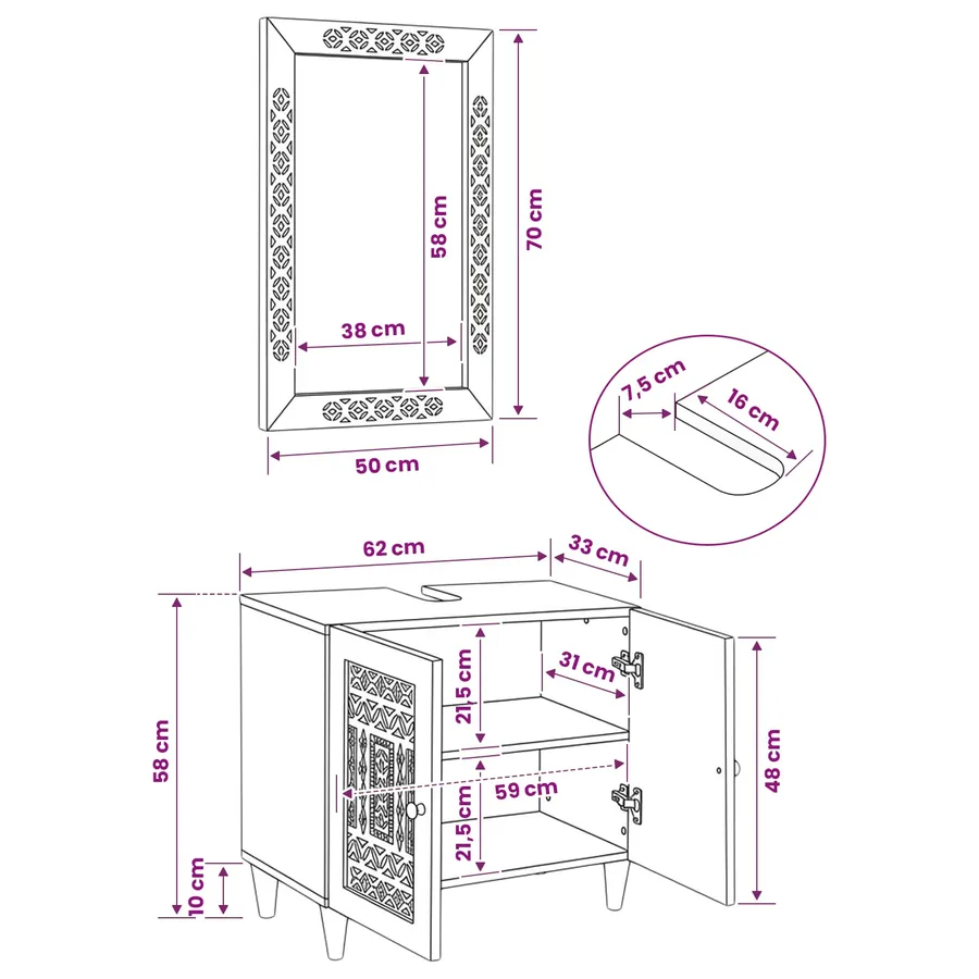 Ensemble de mobilier de salle de bain avec étagère 2 pcs Marron - 15